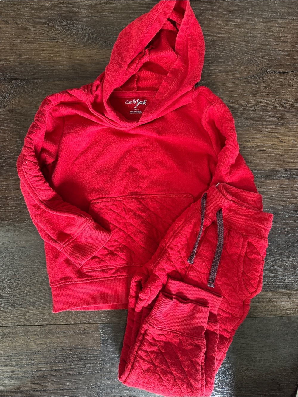 Cat & Jack Kids' Red Quilted Hoodie and Jogger Set